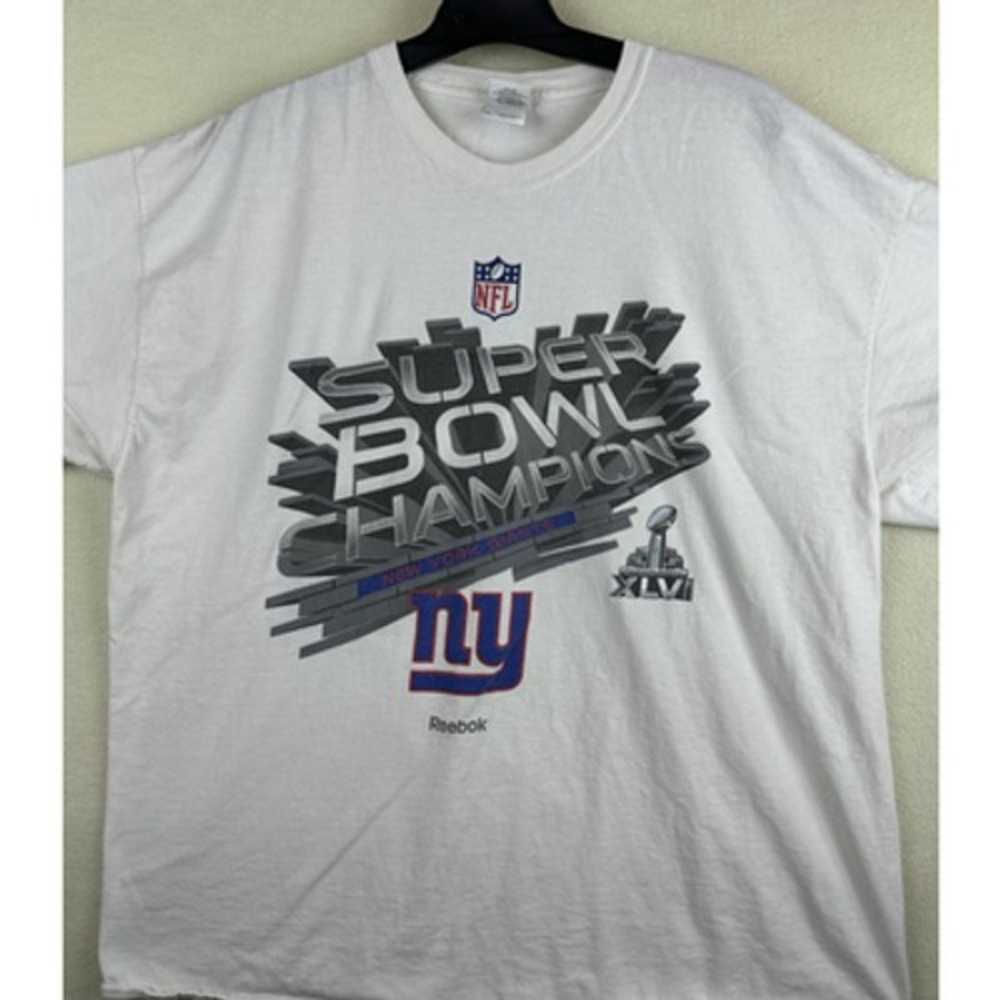 New York Giants Super Bowl XLVI Champions 2012 NFL T-Shirt Gildan White Mens 2XL